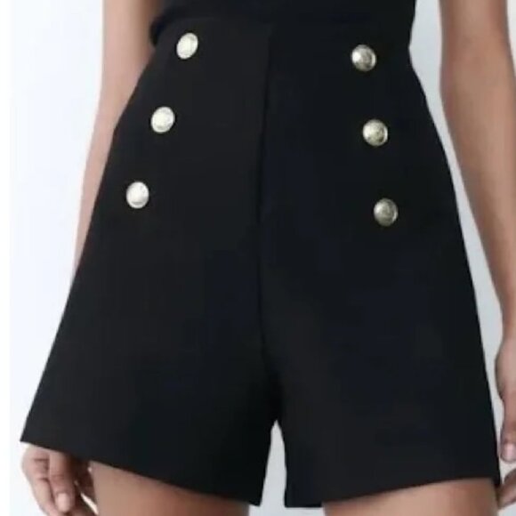 Zara High Waist Shorts with Gold Buttons - Picture 5 of 8